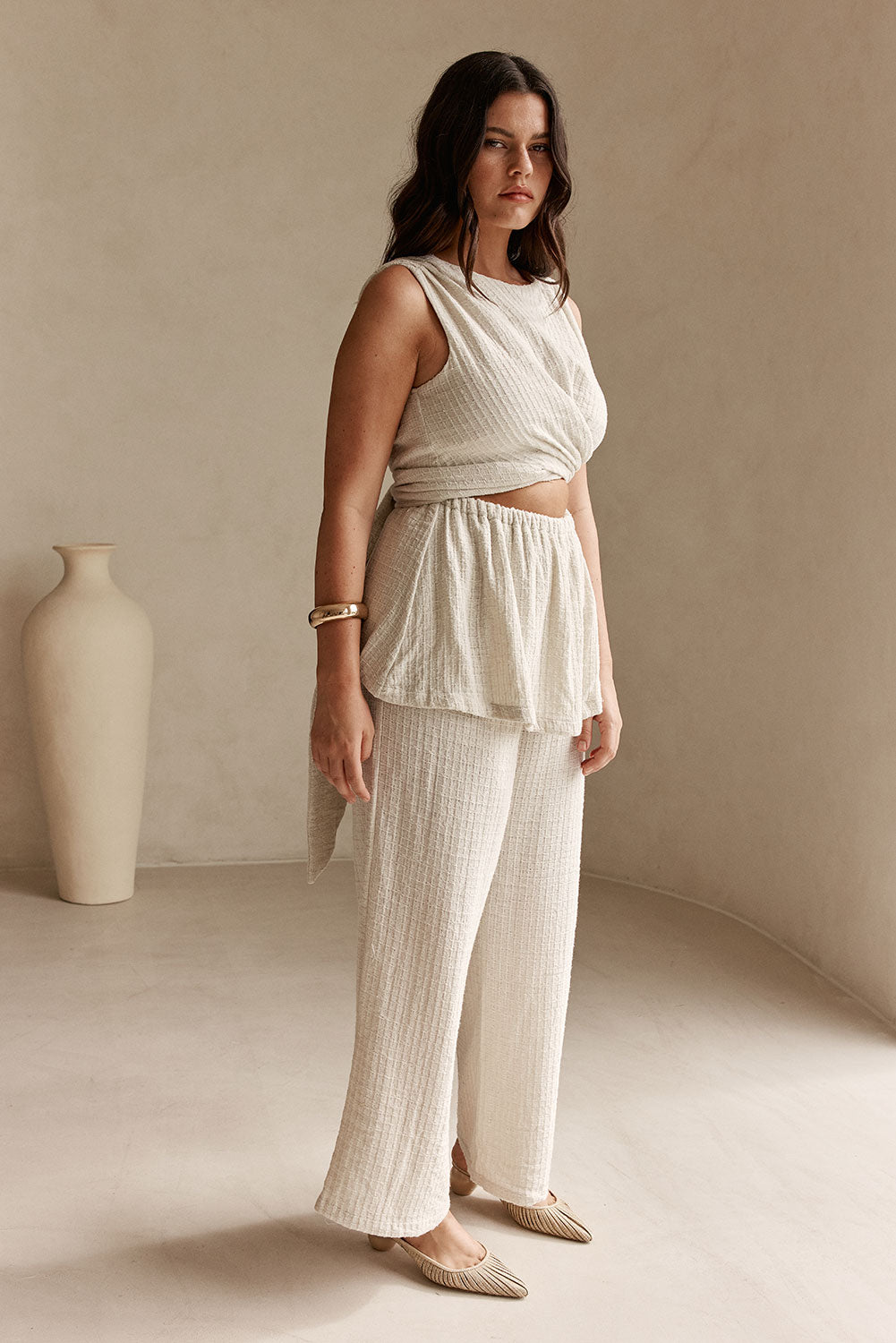 Beige Cut Out Tie Maia Jumpsuit