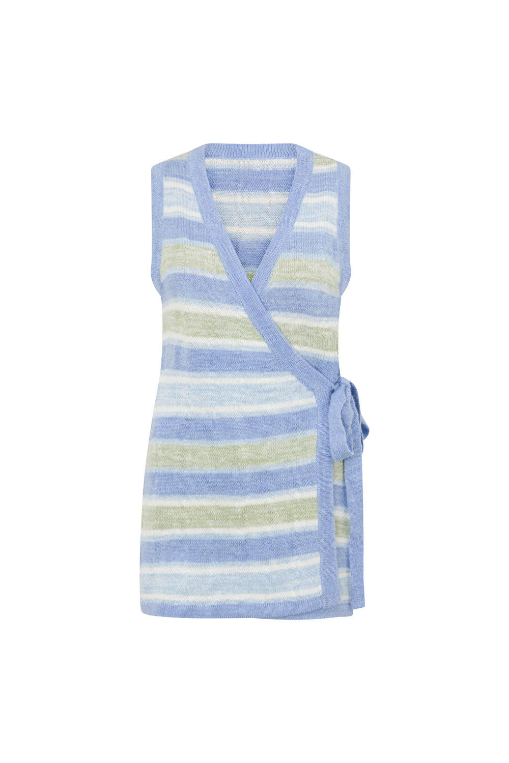 Blue and White Stripe Knit Wrap Nell Top
