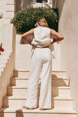 White Cotton Elastic Drawstring Gaia Pants