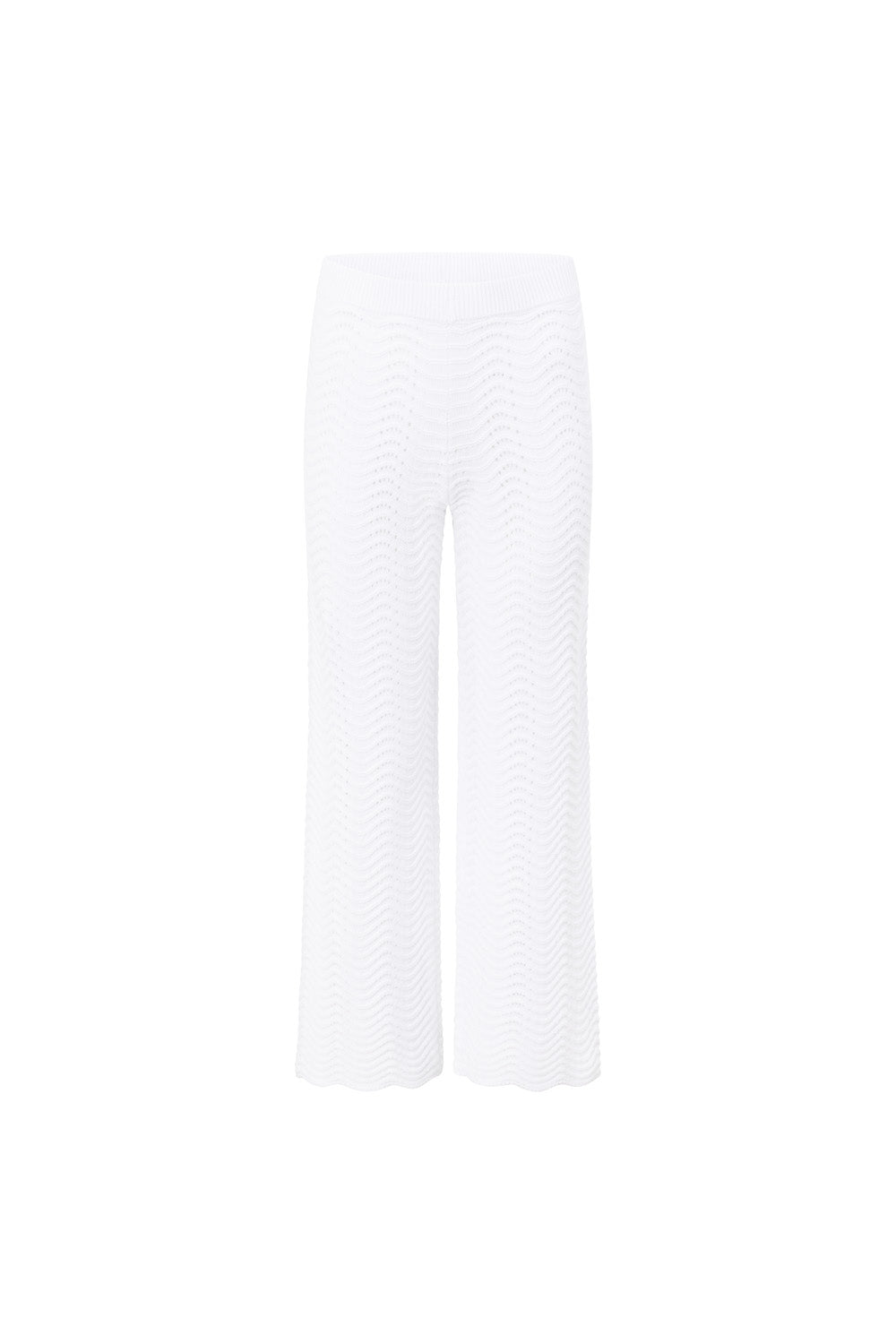 White Wave Knit High Waist Kama Pants