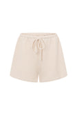 Beige High Waist Elastic Drawstring Boston Shorts