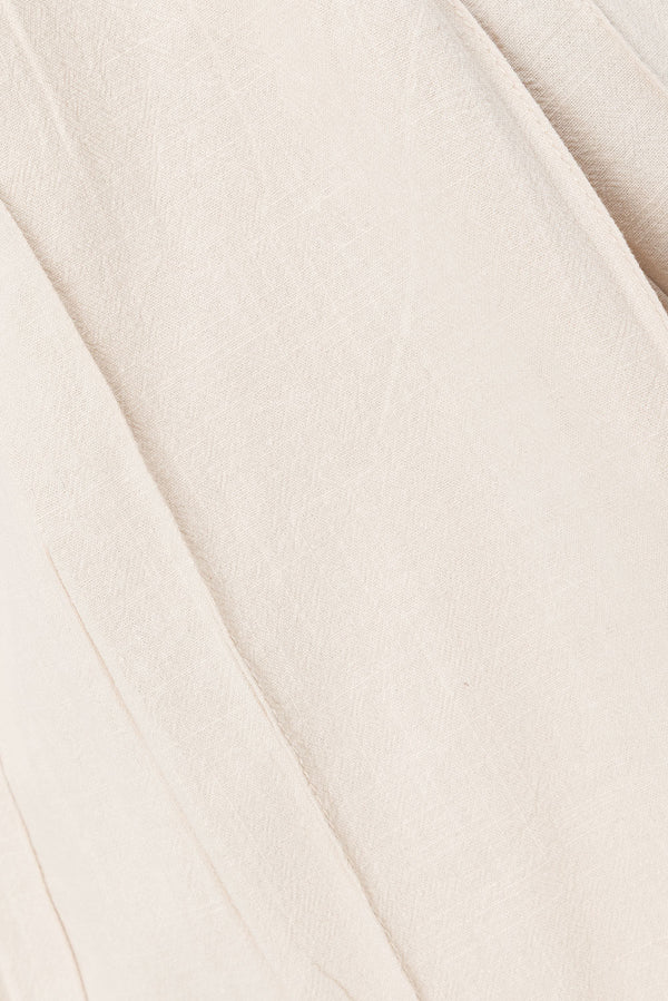 Beige Cotton A Line Pleated Maxi Adri Skirt