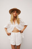 White Lace Elastic Drawstring Lacey Shorts