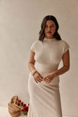 Cream Ribbed Knit Maxi Sorrento Dress