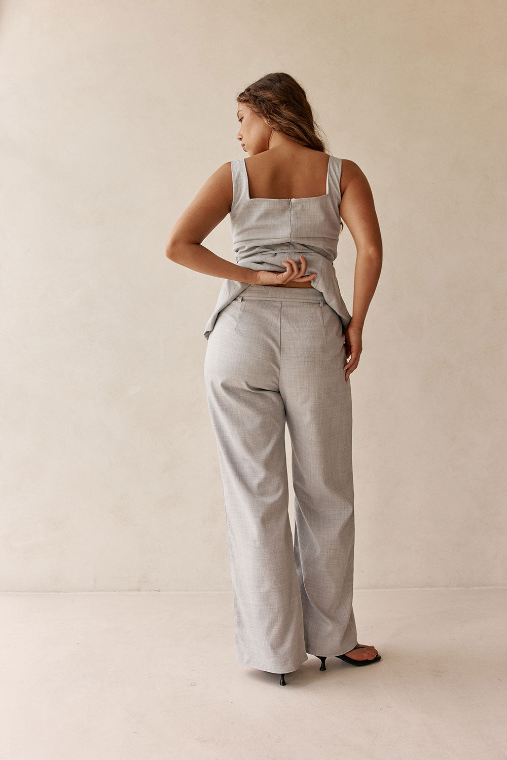 Blue High Waist Tie Khaleesi Trouser Pants