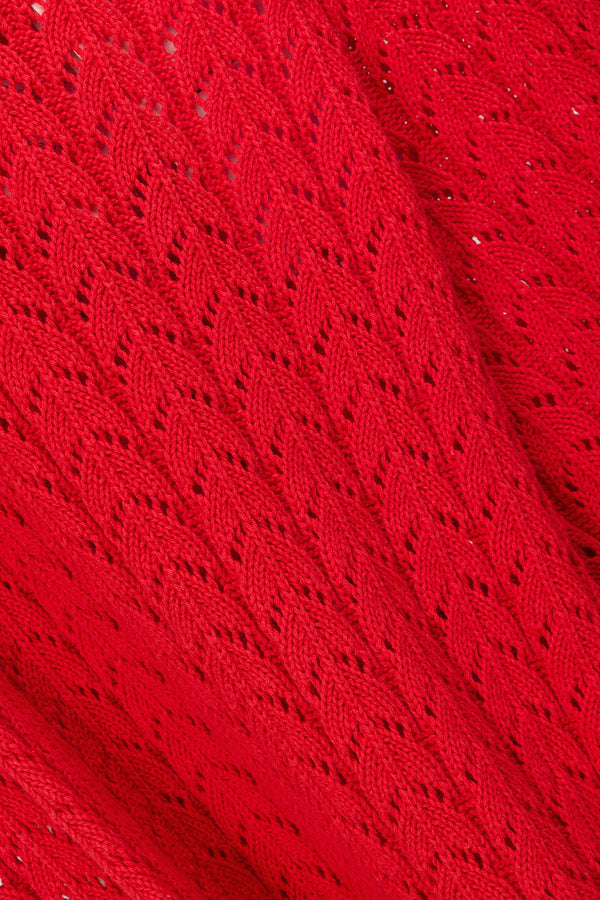 Red Cotton Knit High Waist Athena Pants