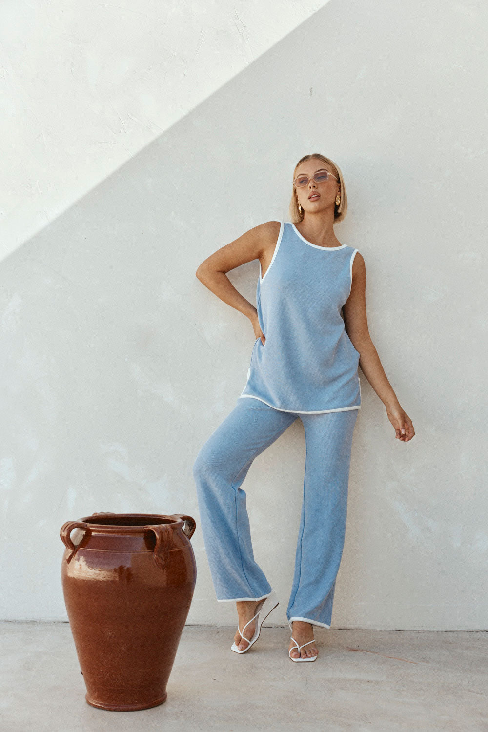 Baby Blue Woven Scoop Back Paxton Jumpsuit