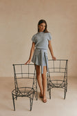 Blue Cotton Knit Draped Mini Lovina Dress