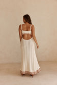 Cream Wavy Cotton Knit Maxi Cielo Dress