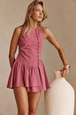 Musk Pink Button Mini Alfresco Dress