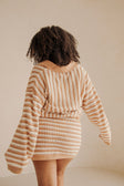 Bryn Stripe Mini Knitted Wrap Skirt - Orange, White
