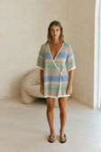 Grey Stripe Knit Mini Wrap Jessie Dress