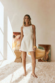 Cream Backless Thin Strap Mini Kirra Dress