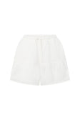 White Elastic Drawstring Flounce Pocket Elodie Shorts