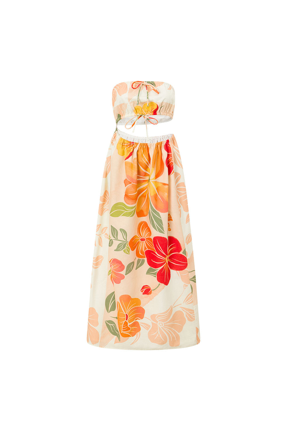 Pink Petal Scarf Tie Cutout Maxi Fei Dress