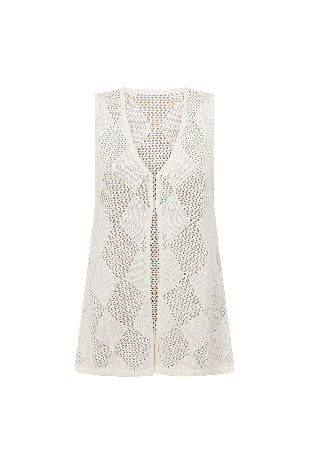 Cream Knit V Neck Blanca Top