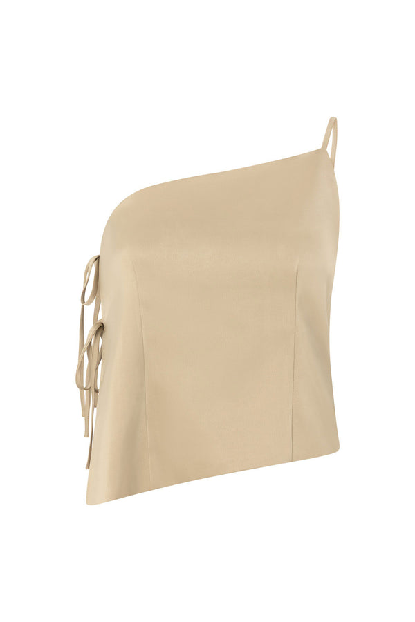 Green One Shoulder Strappy Side Tie Bria Top