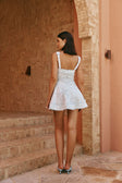 Blue Starfish Broderie Wide Strap Flounce Mini Divino Dress