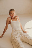 Carolina Knitted Thin Strap Top - Cream
