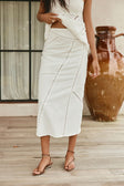 Bridal White Ladder Panel Midi A Line Empire Skirt