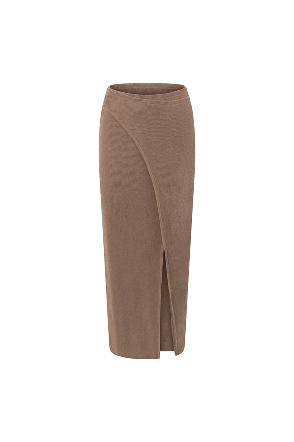 Chocolate Brown Front Split Wrap Maxi Bridget Skirt