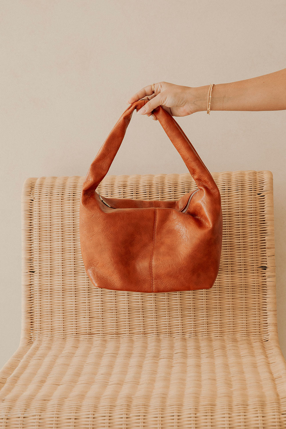Tan Vegan Leather Shoulder Strap De De Lune Bag