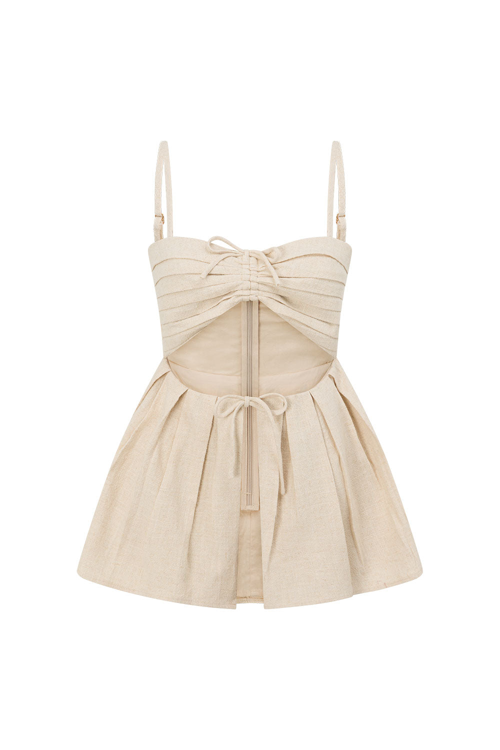 Beige Cut Out Pleated Tie Sydney Top
