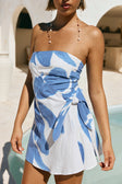 Blue Ada Flora Print Strapless Mini Oak Dress