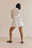 White Cheesecloth Elastic Drawstring Rita Shorts