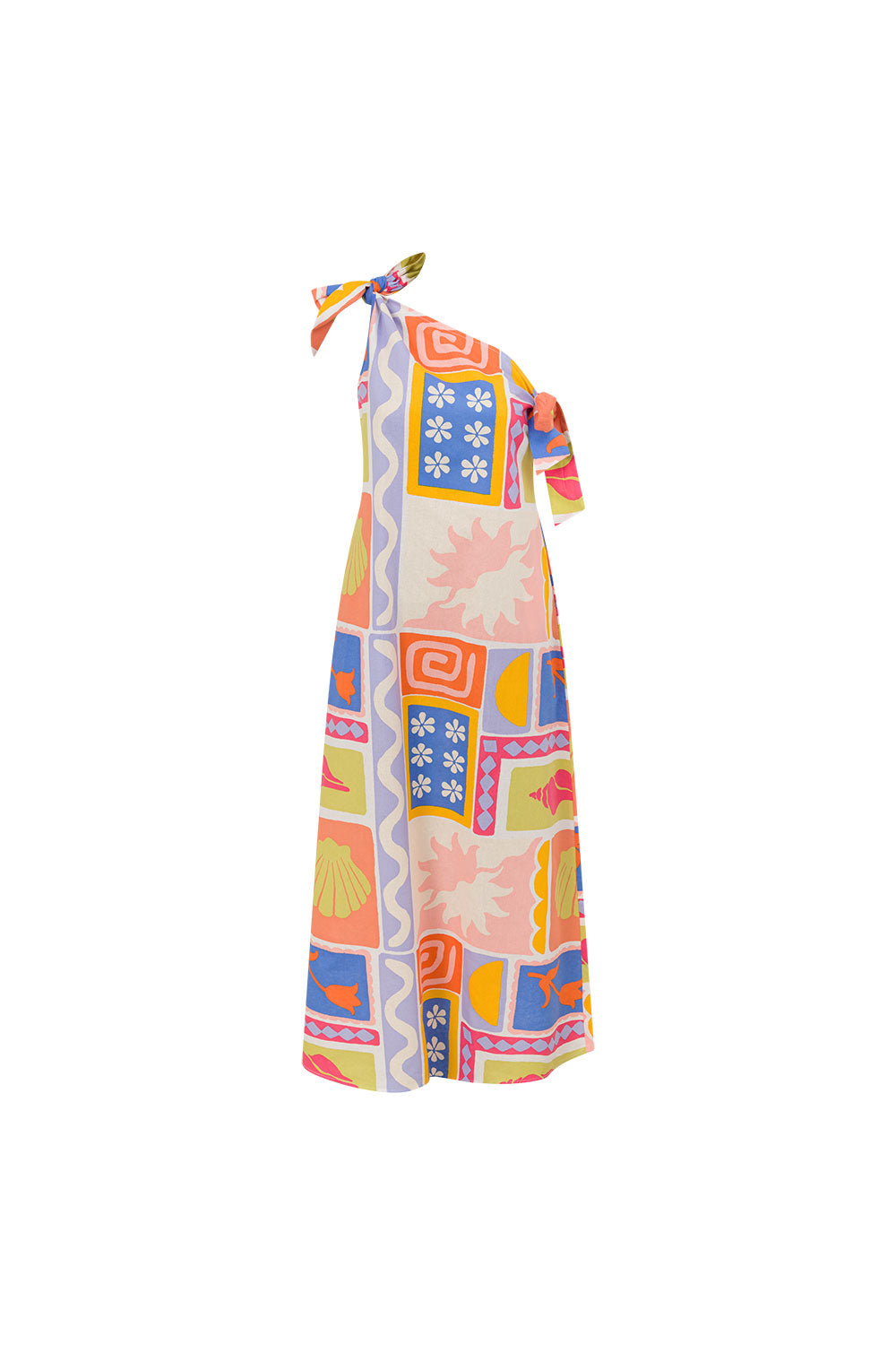 Solis Tropical Print One Shoulder Maxi Seraphine Dress