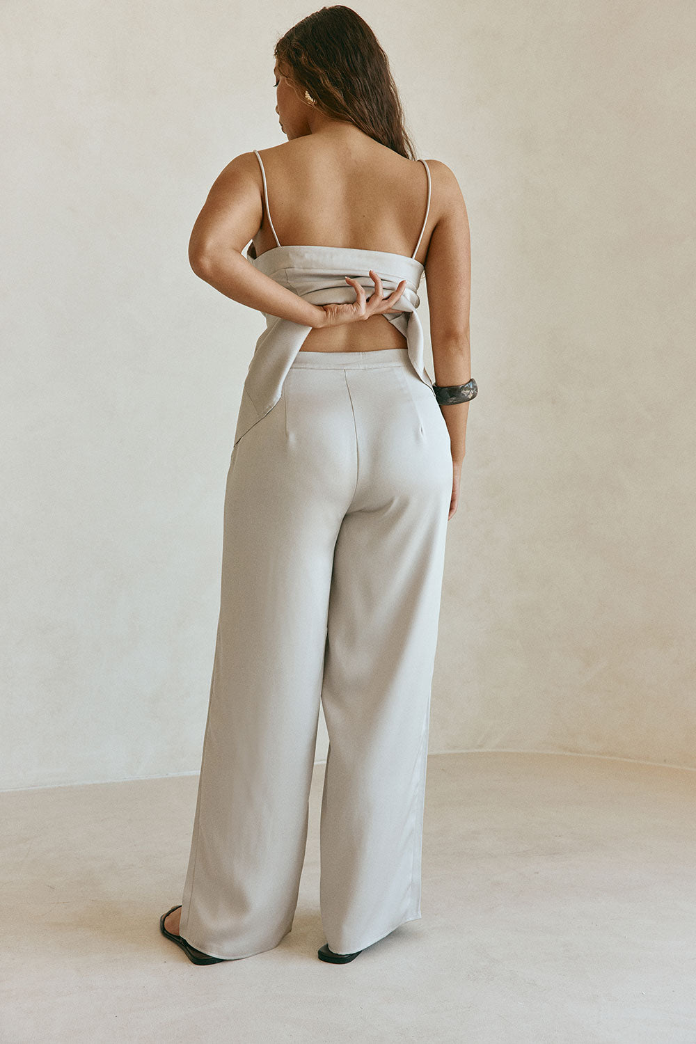 Grey Silky High Waist Relax Lyla Pants
