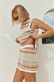 Tan and Cream Stripe Crochet Elastic Kiama Shorts