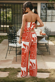 Red Voyage Print High Waist Drawstring Avalon Pants