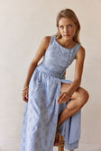 Blue Broderie Button Maxi Odessa Dress