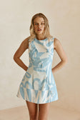 Blue Oceana Curve Bow Mini Natsuki Dress