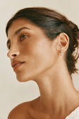 18K Gold Plated Green Gemstone Ariel Huggie Earrings