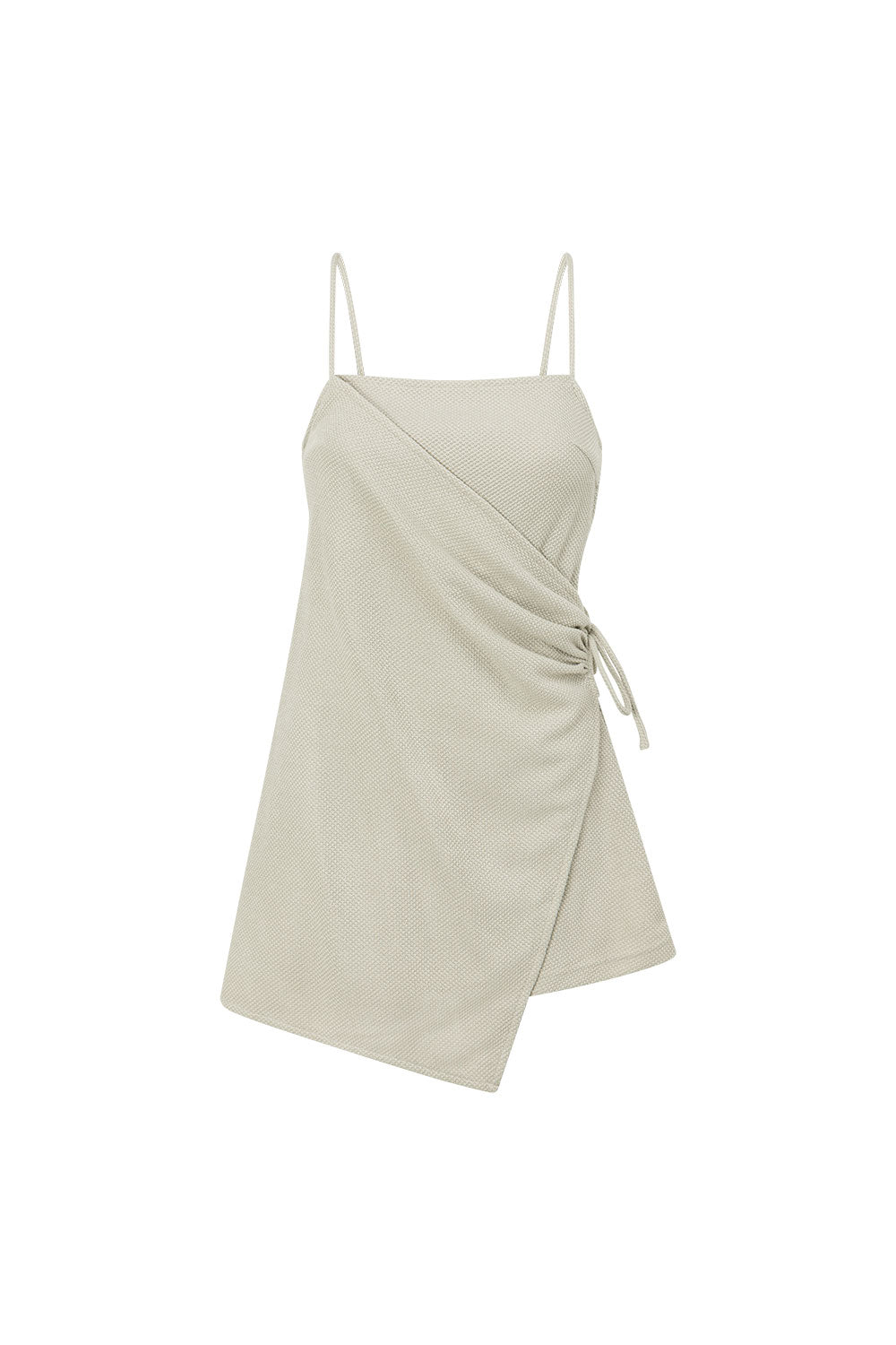 Grey Strappy Wrap Backless Mini Sweeney Dress