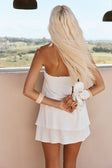 White Strapless Layered Ruched Rocio Dress
