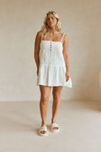 Eli Thin Strap Button Up Mini Dress - White