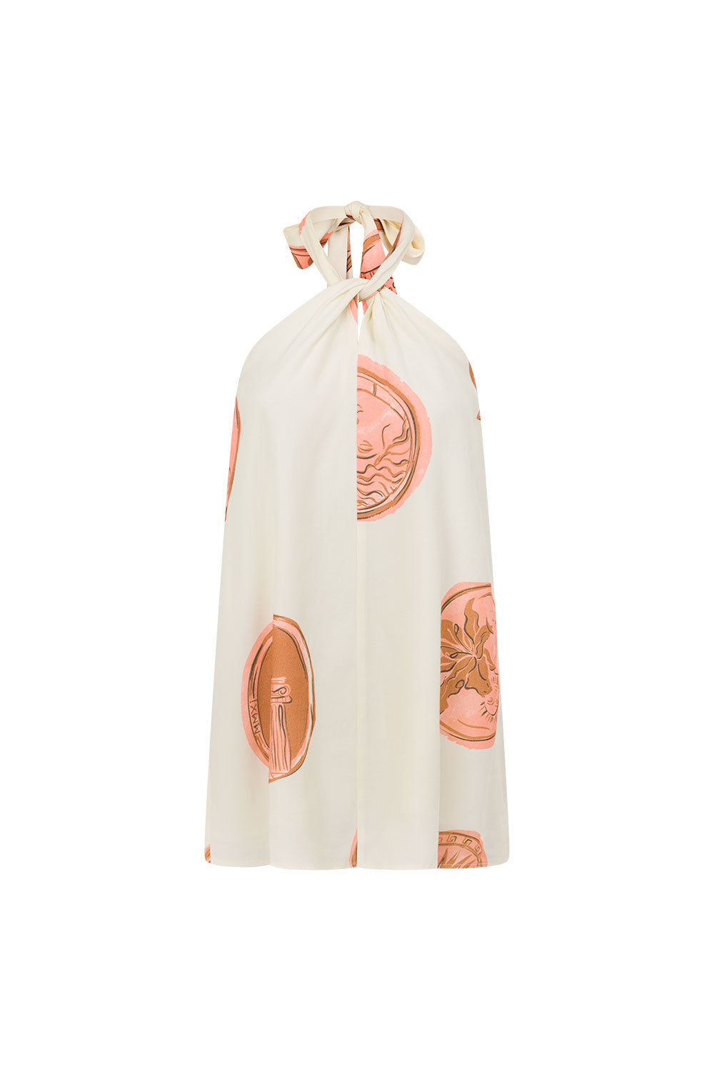 Beige Nomisma Sea Shell Print Twist Halter Rosalee Top