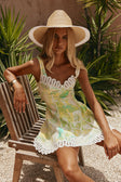 Green Fiore Festivio Print A Line Mini Stelle Dress