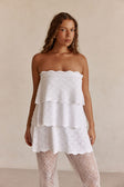 White Ruffle Knit Strapless Mini Arizona Dress