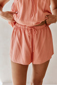 Peach Elastic Drawstring Jetta Shorts