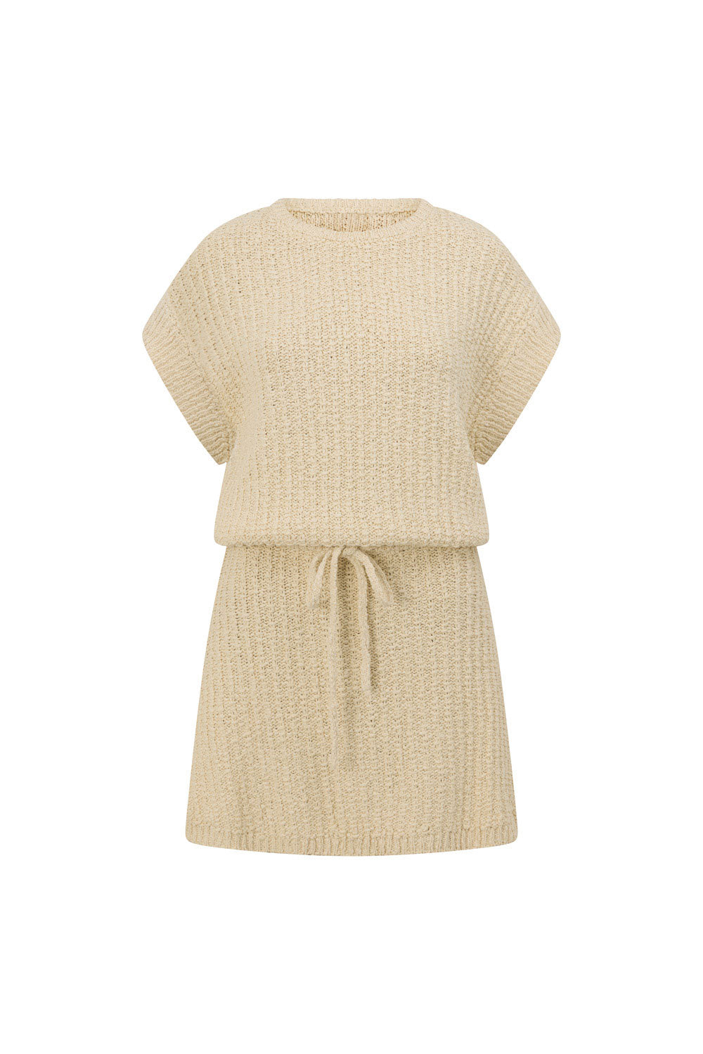 Cream Cotton Knit Shirt Mini Solara Dress