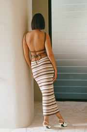 SAMPLE-London Knit Dress - Cocoa Stripe