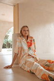 Chey Elasticated Tie Pants - Petal Scarf, Pink, White, Orange
