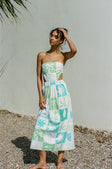 SAMPLE-Talullah Midi Dress - Palm Tile Breeze