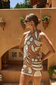 Orange Barrosa Print One Shoulder Mini Zello Dress