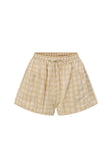 Khaki Gingham Elastic Drawstring Rylia Shorts