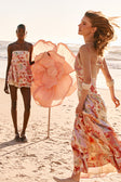 Pink Desert Rose Print V Neck Maxi Evia Dress